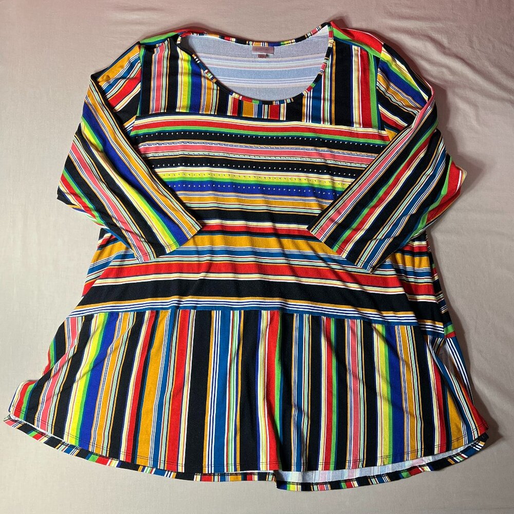 Striped long-sleeved Avenue top with stud detail COLORFUL Excellent Condition